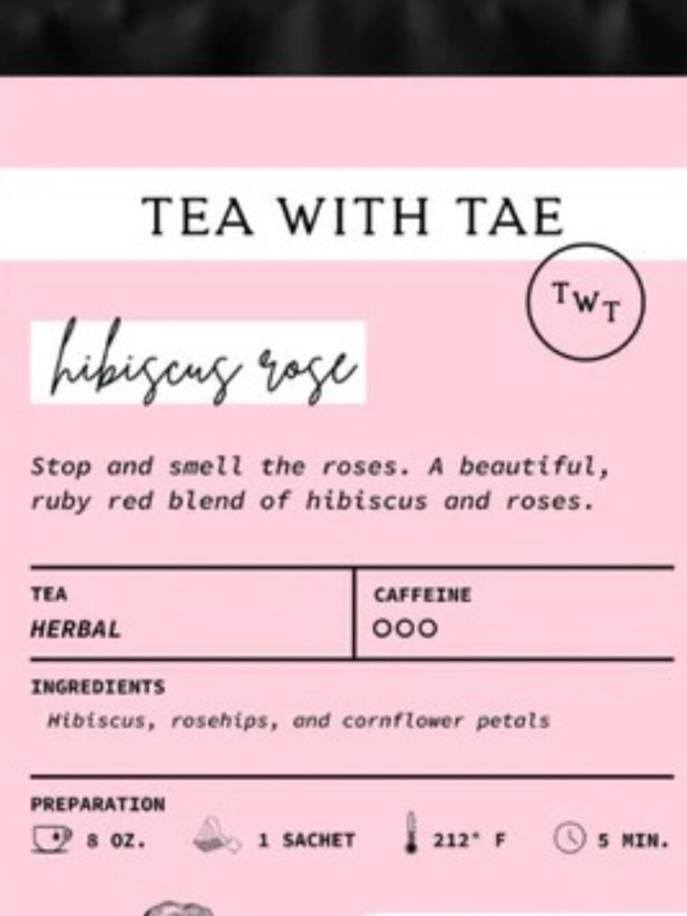 Tea with Tae Hibiscus Rose 20 Tea Sachets Box